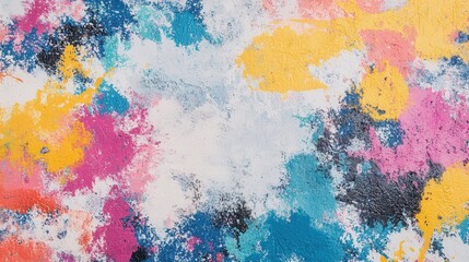 spray paint pattern on a textured concrete wall, featuring vibrant splashes and bold colors. Ideal for edgy, modern designs, street art campaigns, or creative digital content.