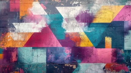 grungy wall adorned with colorful spray paint patterns in dynamic strokes.