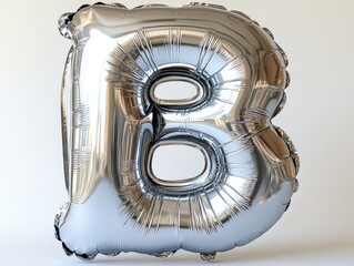 Silver Metallic Balloon Letter B Hyper-Realistic Modern Celebration Fashion Lifestyle