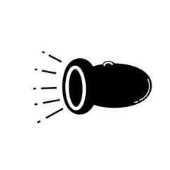 Cartoon-style illustration of a flashlight emitting light beams against a white background