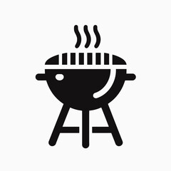 very simple flat and single minimalist Barbecue Grill Silhouette in black on a white background