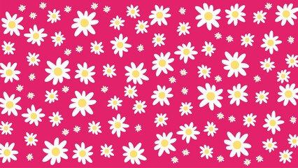 Seamless floral pattern. Beautiful daisy flowers on a red background.