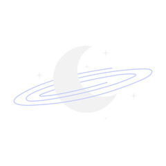 Moon and stars with orb