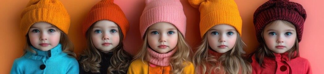 Halloween Costume Party for Children with Colorful Backgrounds and Whimsical Poses