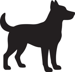 Black and white dog vector illustration with animal silhouettes