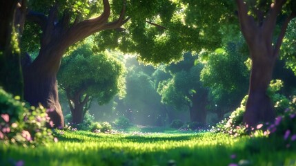 3D cartoon forest wallpaper