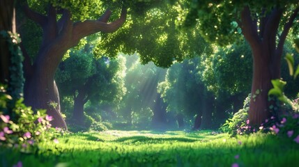 3D cartoon forest wallpaper