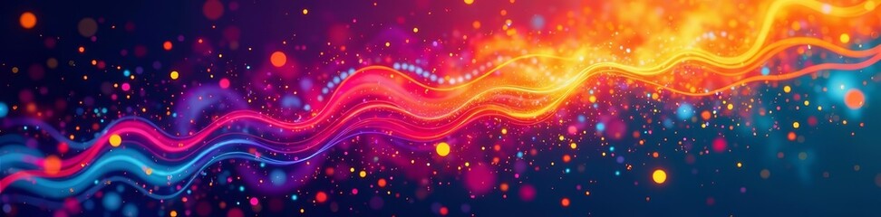Fototapeta premium Vibrant glitch art background with rainbow colors in dynamic abstract patterns, glitch art, background