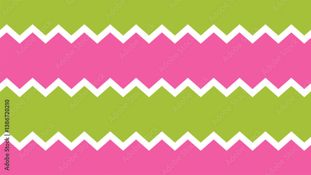 Poster cute zigzag pattern background with green and pink color. zig zag line texture abstract geometry bac