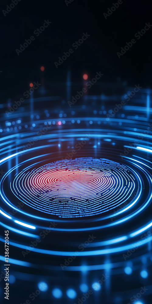 Poster digital fingerprint technology cybersecurity visual data representation virtual environment close-up