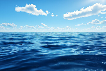 Calm sea blue water ocean sky horizon scenics in Mediterranean 