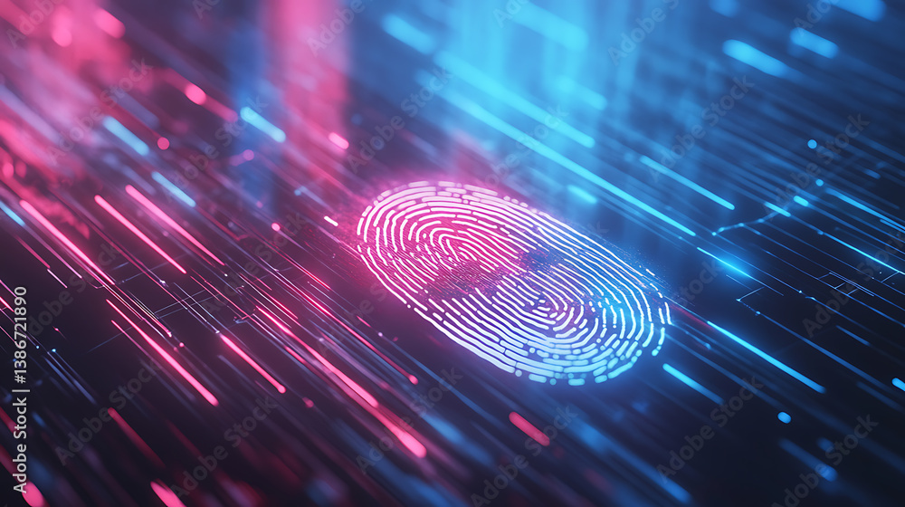 Aufkleber digital fingerprint technology revolutionizes cybersecurity in futuristic environments data visualiz