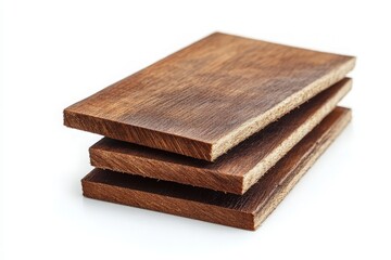 Obraz premium Stacked Wooden Planks on White Background - Perfect for Construction, Carpentry, and DIY Projects
