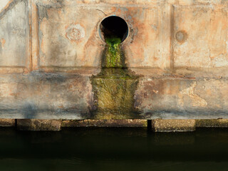 Wastewater pipe from households flows into drainage ditches