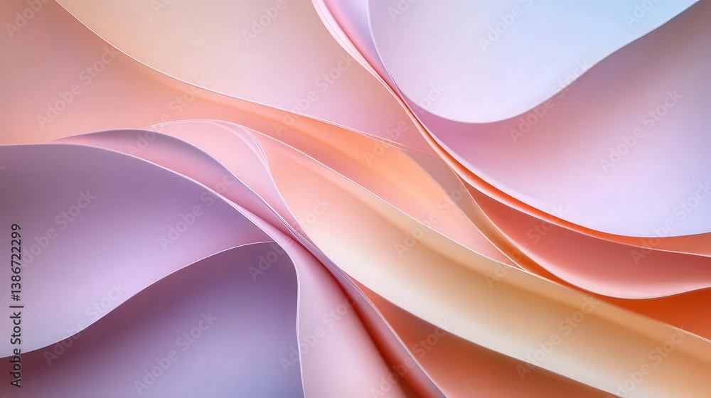 Poster pastel-colored abstract background with smooth, overlapping cut paper layers. ideal for digital proj