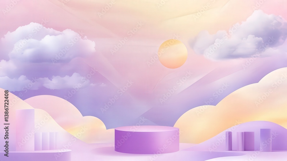 Poster cloudscape blends seamlessly with geometric shapes in this abstract design. ideal for a modern event