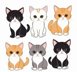 Adorable Kitten Collection Cute Cartoon Cats Perfect for Pet Lovers and Designs