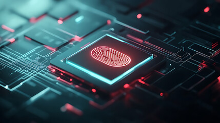 Digital security event featuring fingerprint technology modern lab graphic visualization futuristic environment close-up view