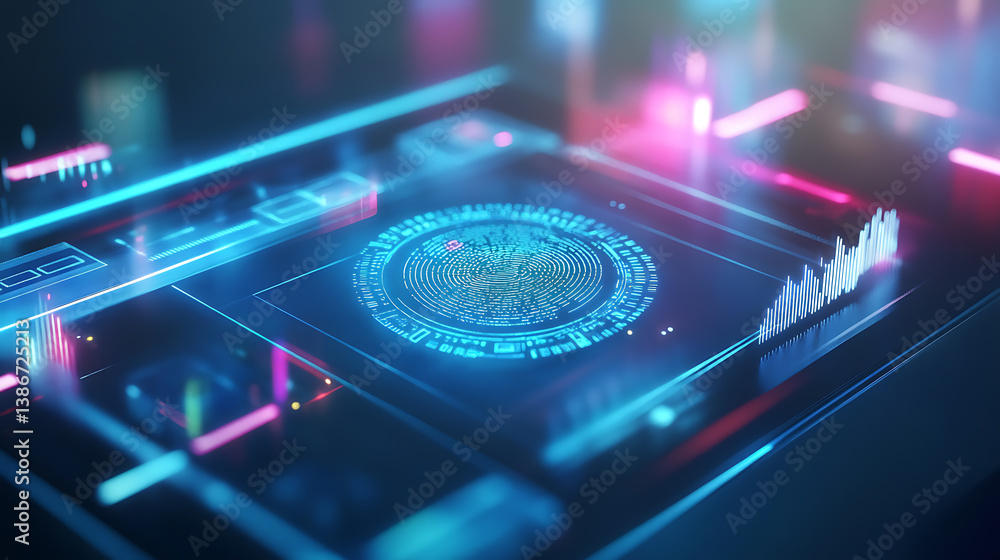 Poster digital data visualization virtual environment graphic design futuristic technology abstract view vi