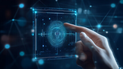 Digital fingerprint identification technology virtual environment interactive content futuristic design perspective