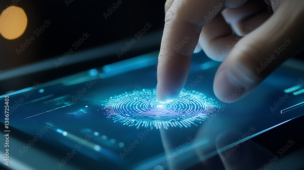 Poster interactive finger touching digital interface technology lab infographic display modern environment 