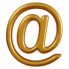 3D Golden At Symbol