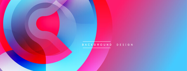 Bright abstract shapes overlap. Vibrant colors blend, creating dynamic visual effect. Smooth gradients, modern design.