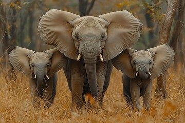 Elephants in Savanna Landscape