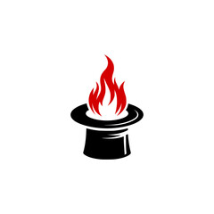 magic hat with fire company logo vector illustration template design