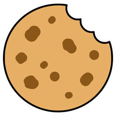 bitten cookie snack food flat color vector illustration template design