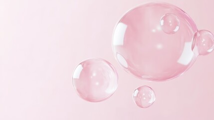 Pink translucent bubbles floating against a soft pastel background nicely