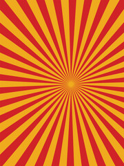 Yellow sun abstract, rays shine from a bright center.