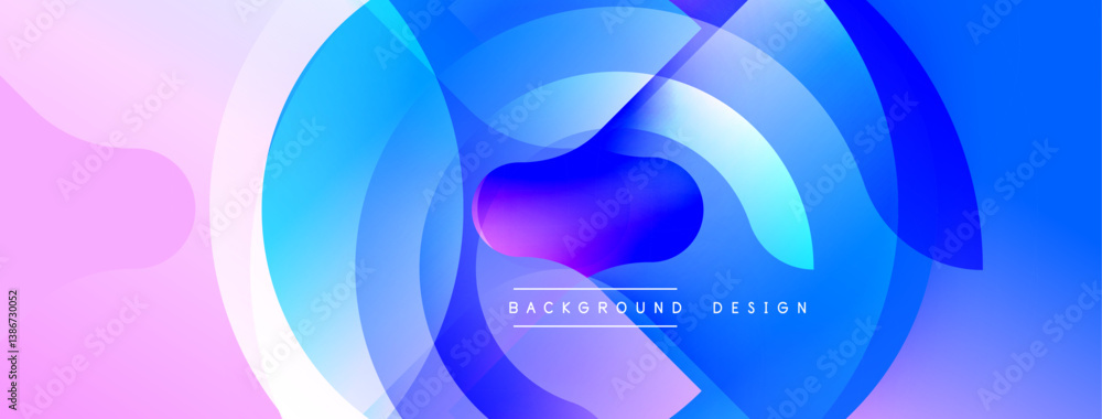 Aufkleber abstract design. vibrant blue, purple, pink gradients. circular shapes overlap creating dynamic comp