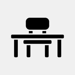 Icon desk. School and education elements. Icons in glyph style. Good for prints, posters, logo, advertisement, infographics, etc.