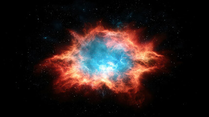 Obraz premium Vivid Cosmic Explosion with Bright Colors and Starry Background in Deep Space
