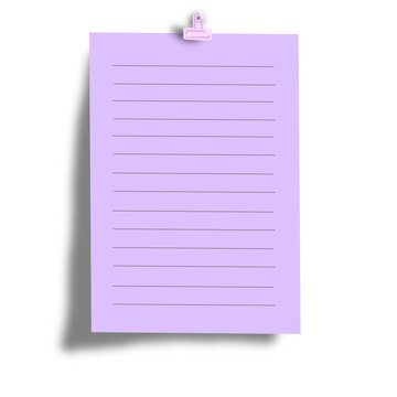 blank purple note paper with clip