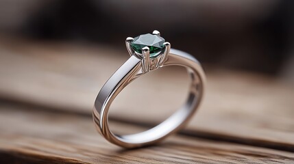 Emerald solitaire ring in a unique tension setting