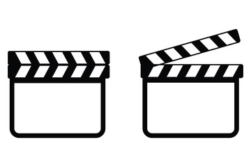 Movie clapper board icon vector set. film slate with play button. vector illustration. 