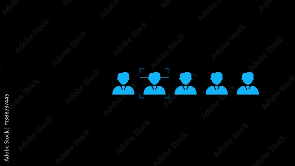 Poster man face icon scanning and verify face icon animation,user profile icon scanning animation