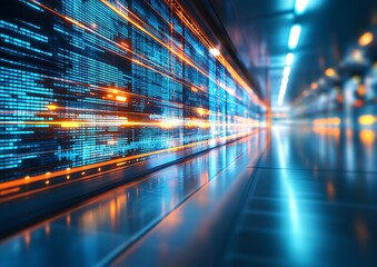 Futuristic data wall tunnel