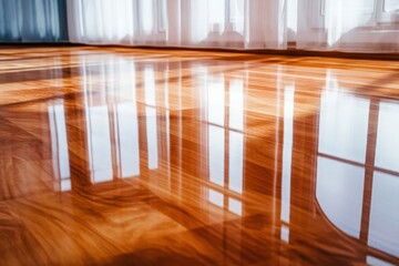 Sunlit Reflection on Polished Wooden Floor in a Bright Room - Ideal for Interior Design Inspiration