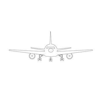 A clean and modern line art illustration of an airplane. Perfect for travel-themed designs, aviation infographics, or minimalistic graphic needs. Includes continuous line drawing