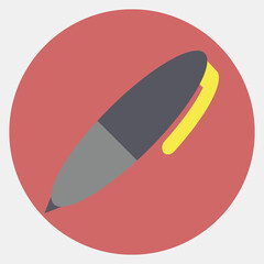Icon pen. School and education elements. Icons in color mate style. Good for prints, posters, logo, advertisement, infographics, etc.