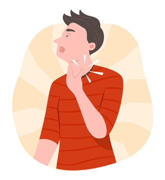 man with sore throat, red shirt clip art preview