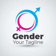 Gender symbol logo of sex and equality of males and females illustration