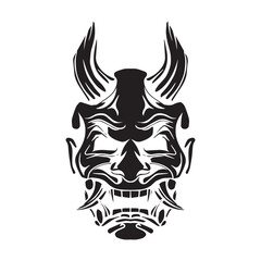 Oni mask Japanese culture with horned red mask vector silhouette style illustration	