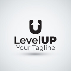 letter U logo arrow level UP logo design flat icon template
