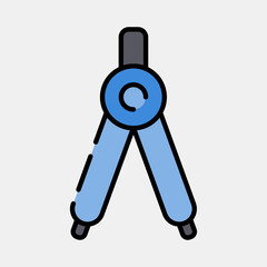 Icon pair of compasses. School and education elements. Icons in filled line style. Good for prints, posters, logo, advertisement, infographics, etc.