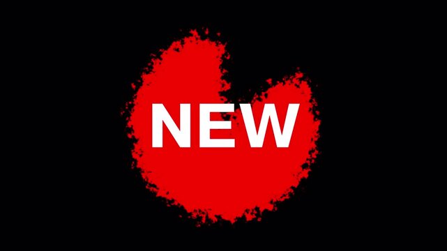 word new  sticker badge label icon button animation 4k video footage alpha channel	
