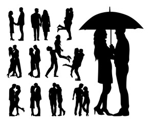 vector collection of romantic couple silhouettes